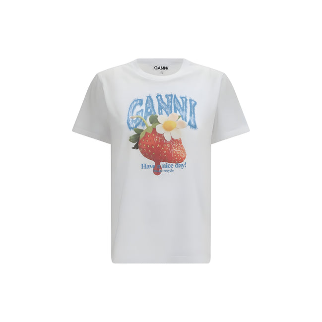 Tricou Ganni alb din bumbac