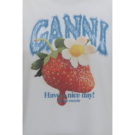 Tricou Ganni alb din bumbac