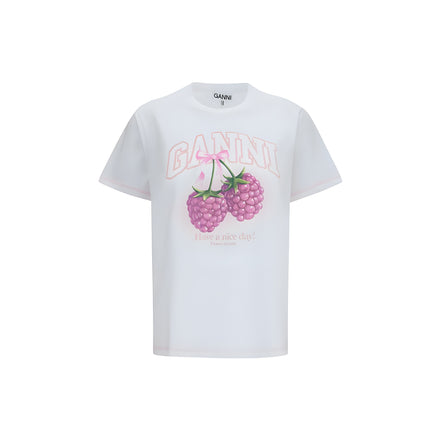 Ganni White Cotton T-Shirt