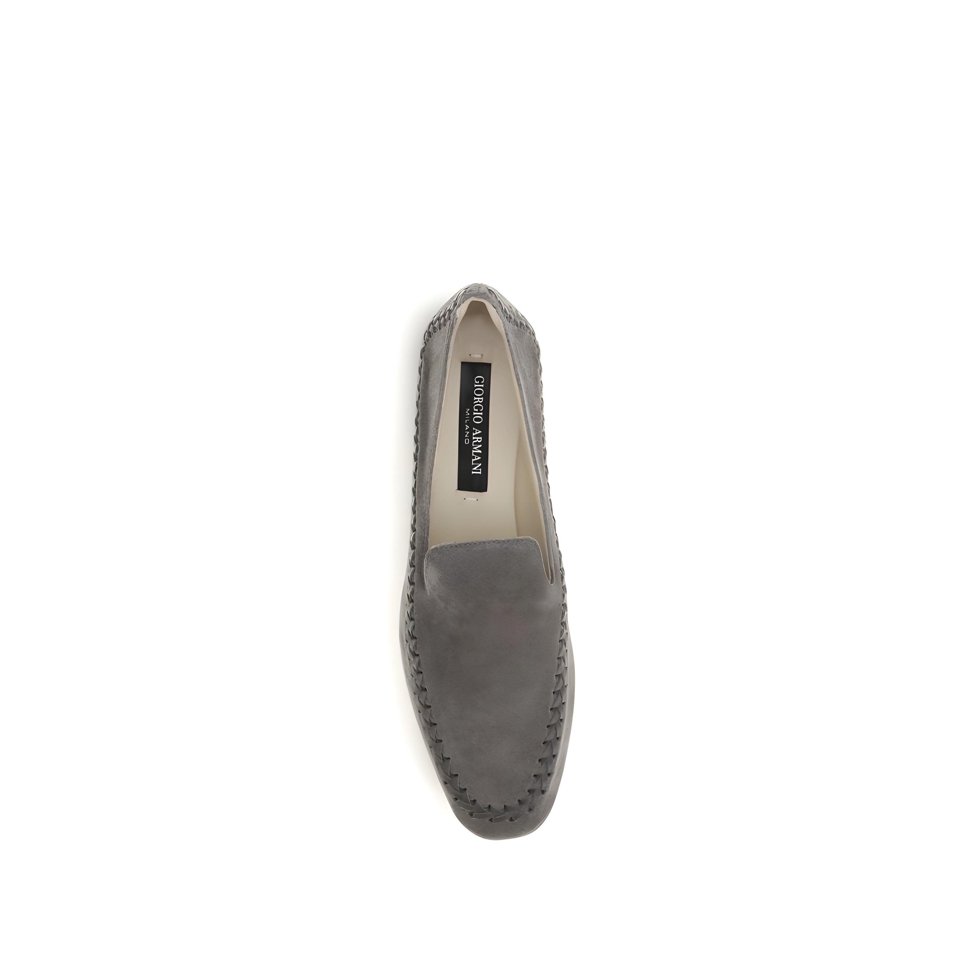 Mocasini slip-on Giorgio Armani din piele de vițel gri
