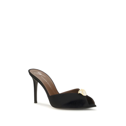 Sandale Giuseppe Zanotti negre din piele de vițel cu toc stiletto