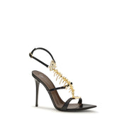 Giuseppe Zanotti Black Calf Leather Stiletto Heel Sandals