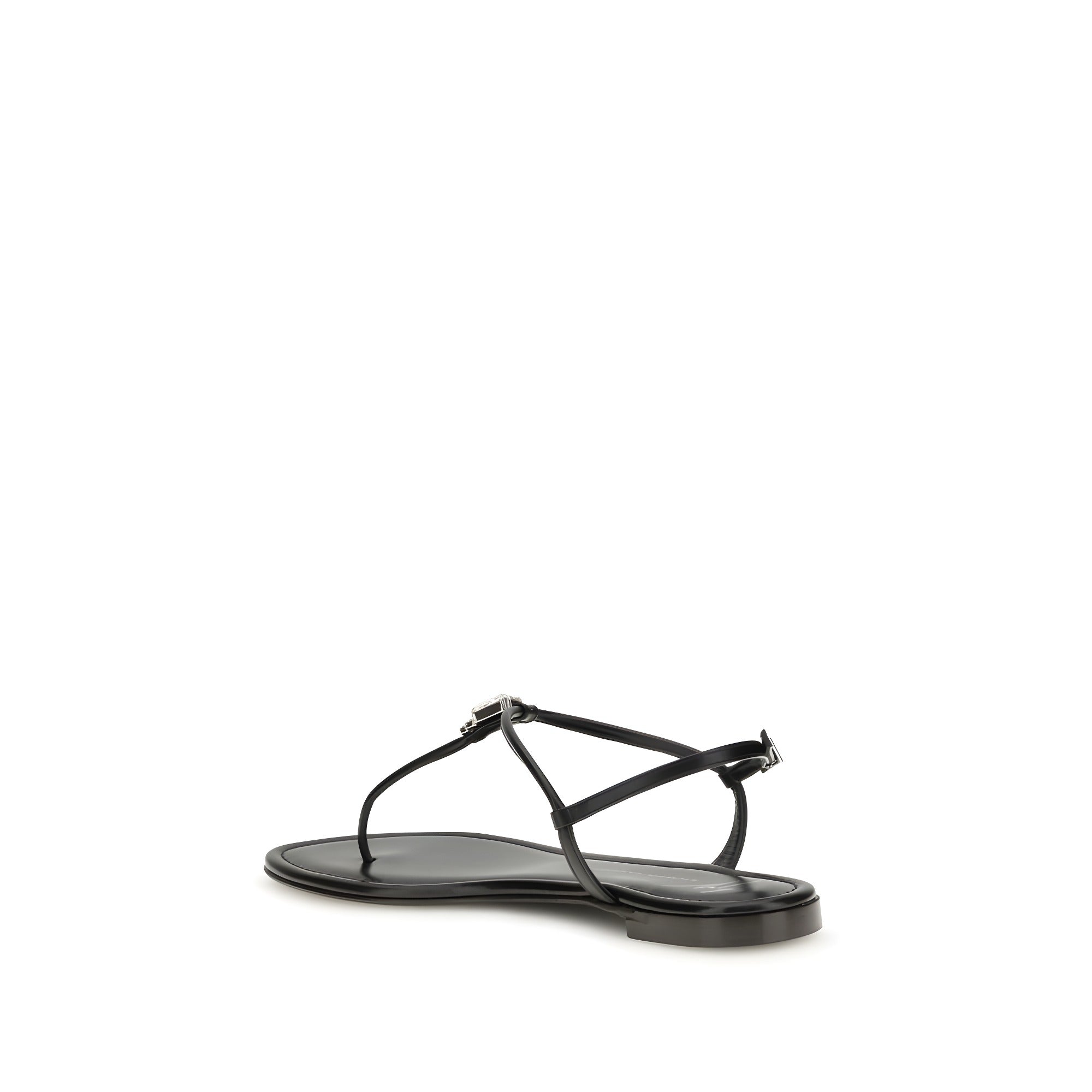 Sandale plate Giuseppe Zanotti negre din piele