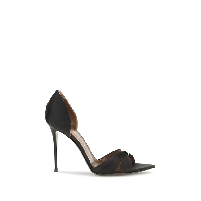 Sandale cu toc stiletto Giuseppe Zanotti negre din satin
