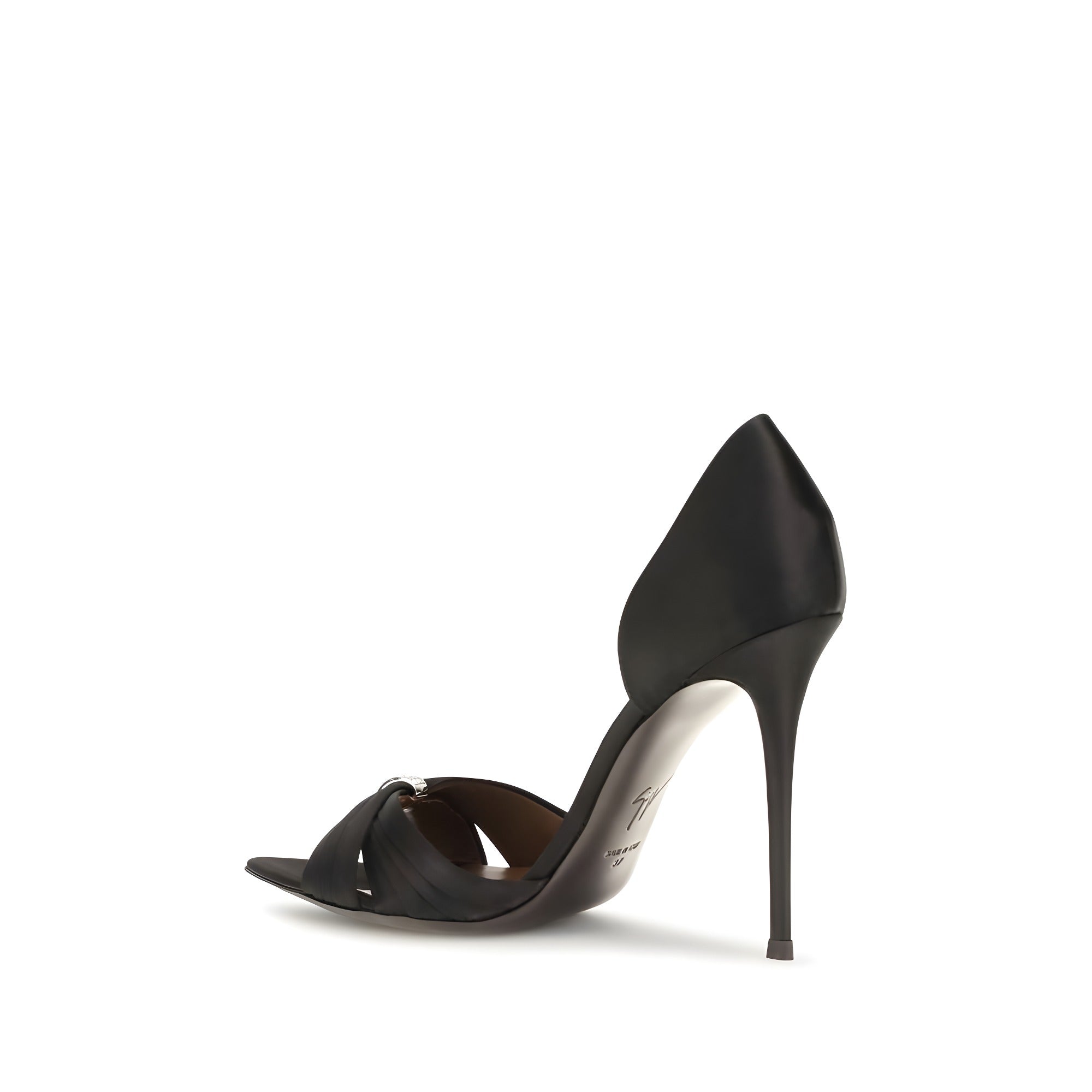 Sandale cu toc stiletto Giuseppe Zanotti negre din satin