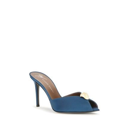 Sandale cu toc stiletto Giuseppe Zanotti albastre din piele