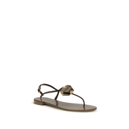 Sandale plate Giuseppe Zanotti maro din oțel inoxidabil