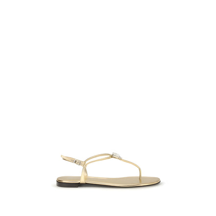 Sandale plate Giuseppe Zanotti aurii din piele