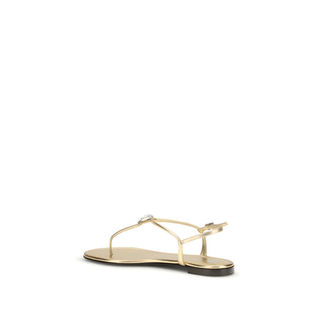 Sandale plate Giuseppe Zanotti aurii din piele