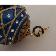 Cercei Dolce & Gabbana cu agățătoare tip cârlig, din alamă aurie, cu bile de Crăciun albastre și cristale