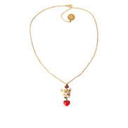 Colier cu pandantiv inimă câine pe lanț din alamă aurie Dolce & Gabbana