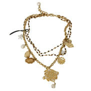 Colier cu talismane supradimensionate florale, cristale, alamă aurie, Dolce & Gabbana