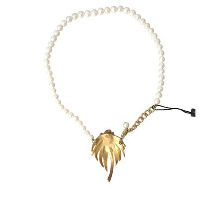 Colier tip pandantiv charm Dolce & Gabbana cu copăcel, perle și cristale, din alamă aurie