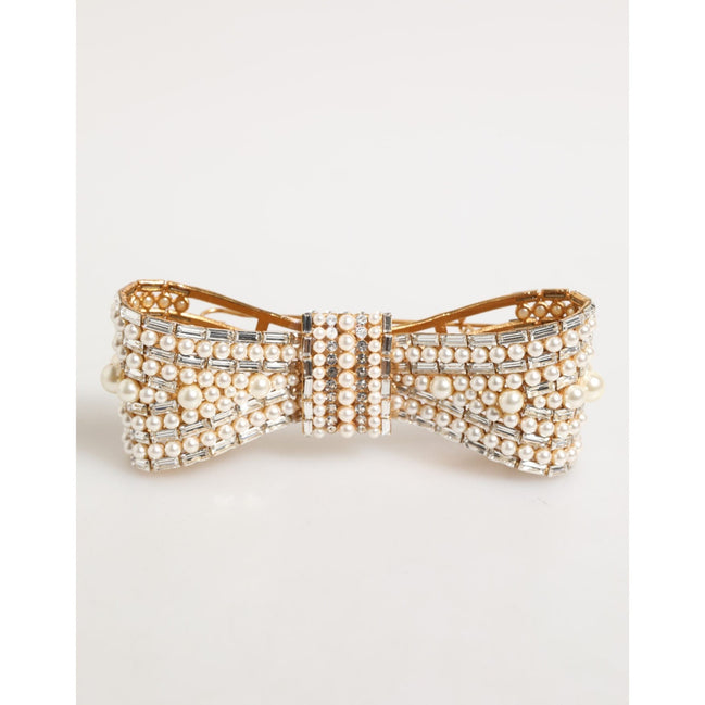 Broșă Dolce & Gabbana cu Perle Artificiale, Cristal și Pietre din Sticlă, Auriu, Alamă