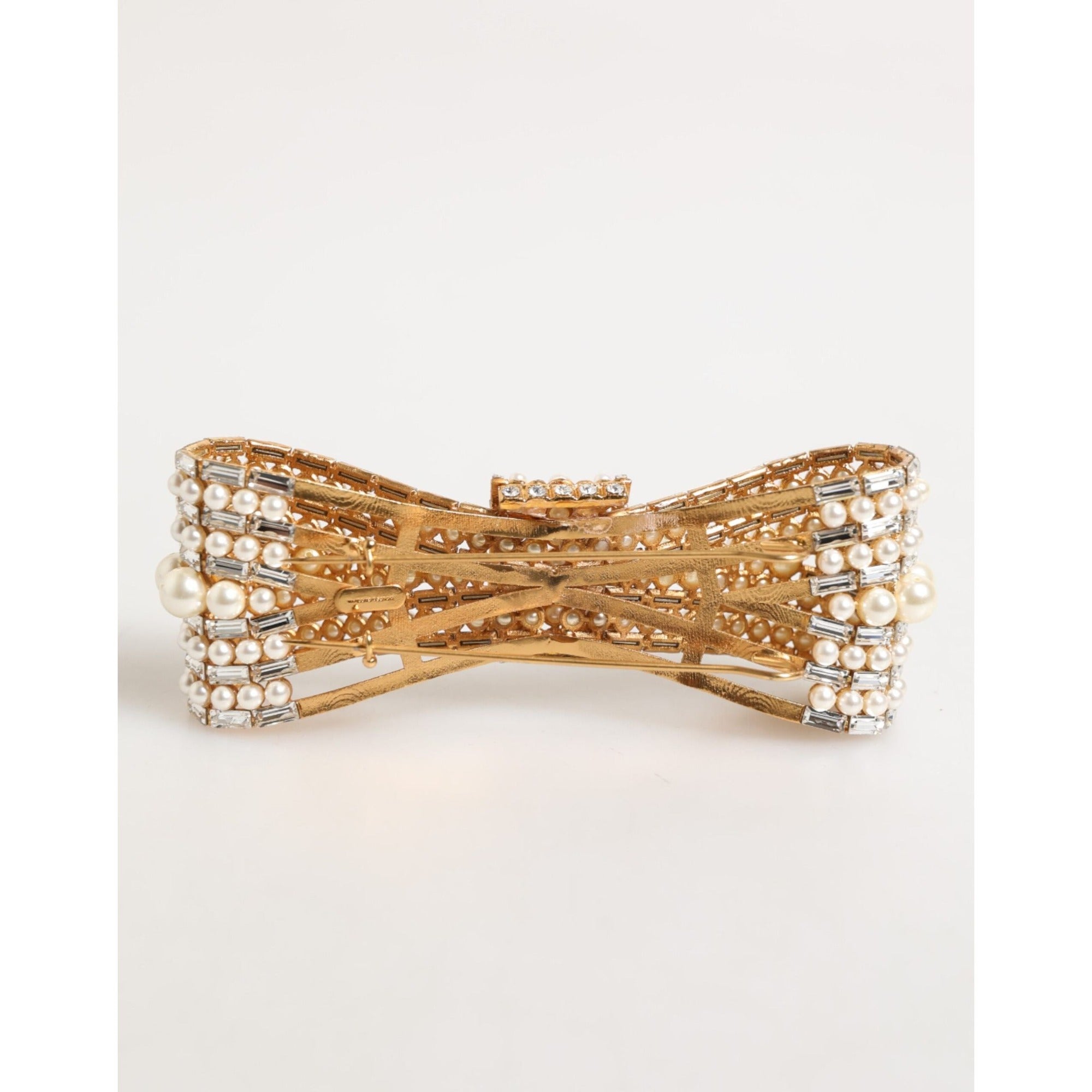 Broșă Dolce & Gabbana cu Perle Artificiale, Cristal și Pietre din Sticlă, Auriu, Alamă