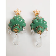 Dolce & Gabbana Gold Brass Multicolour Christmas Tree Earrings