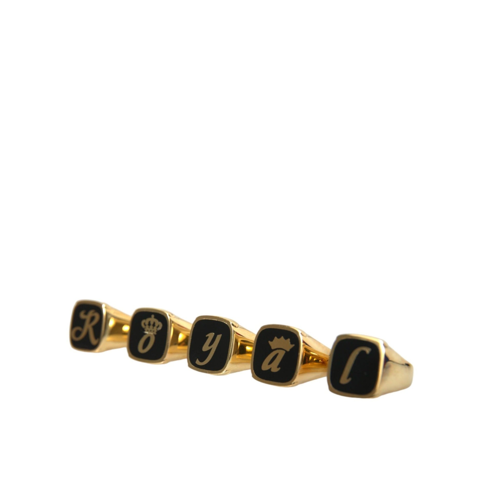 Set de 5 inele Dolce & Gabbana Royal din alamă aurie cu email
