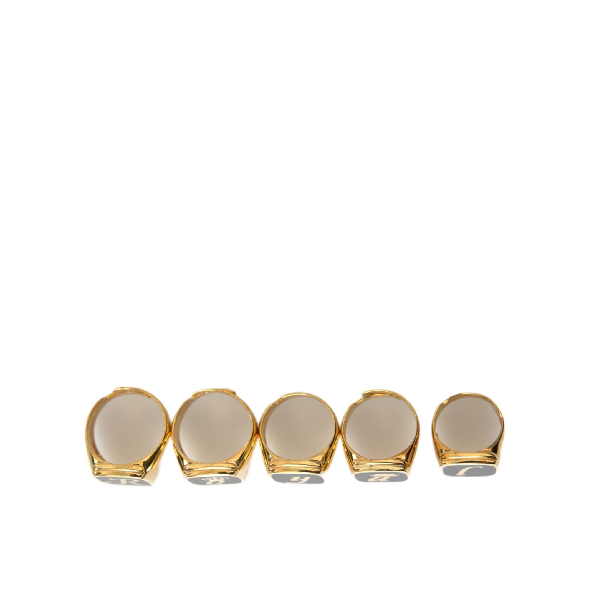 Set de 5 inele Dolce & Gabbana Royal din alamă aurie cu email