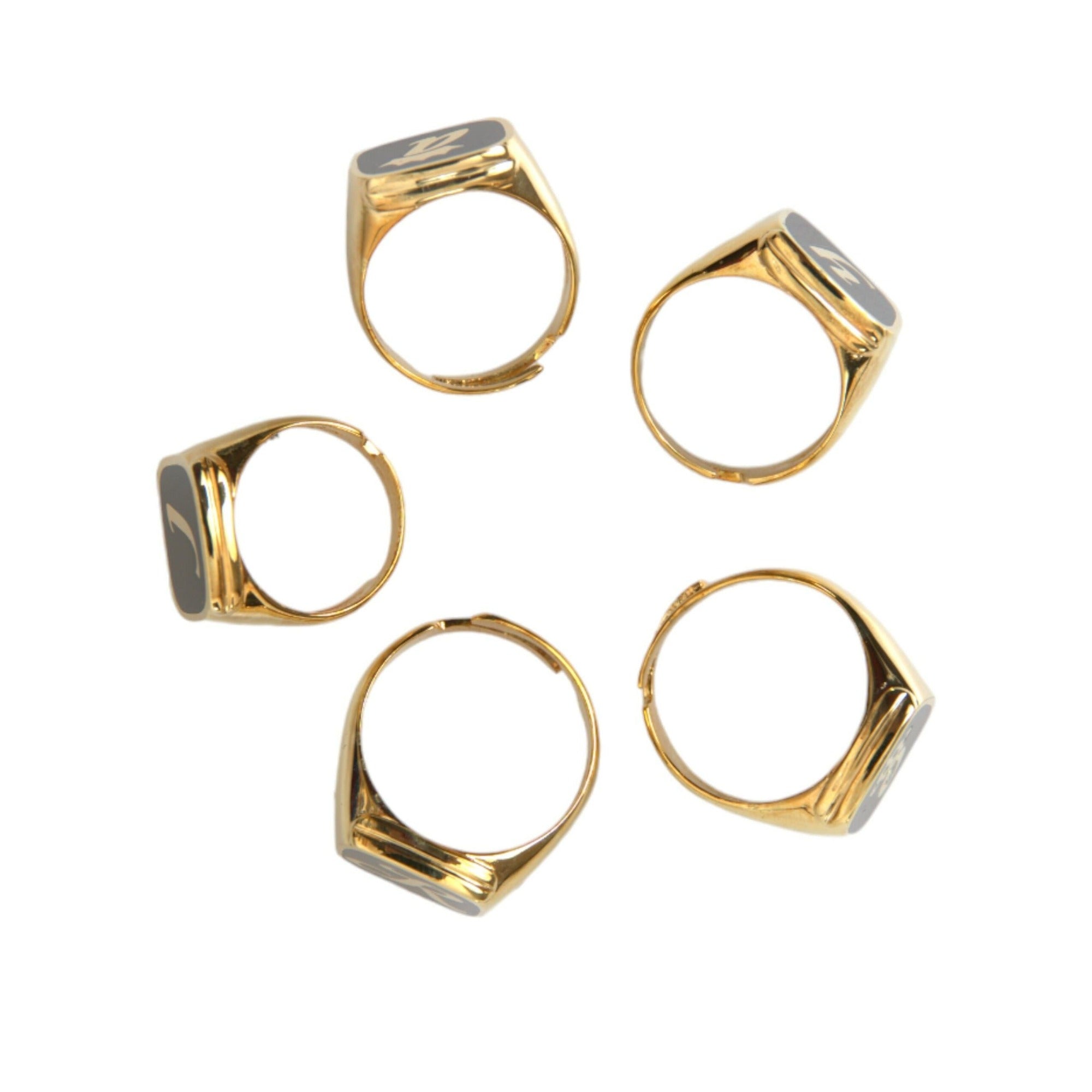 Set de 5 inele Dolce & Gabbana Royal din alamă aurie cu email