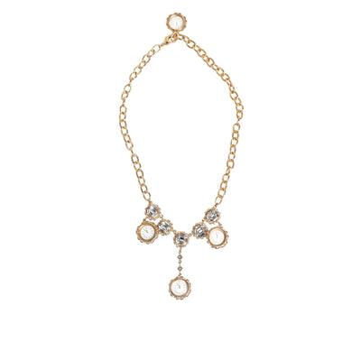 Colier statement tip pandantiv ceas Dolce & Gabbana Gold Crystal