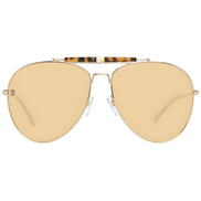 Gold aviator sunglasses with yellow tinted lenses and tortoiseshell brow bar
