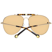 Gold aviator sunglasses with brown tinted lenses and tortoise shell arms, luxury eyewear