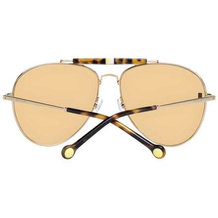 Gold aviator sunglasses with brown tinted lenses and tortoise shell arms, luxury eyewear