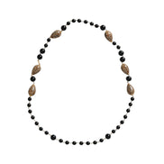 Dolce & Gabbana Gold Tone Brass Black Printed Beaded Long Chain Necklace