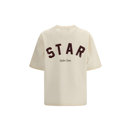 Tricou Golden Goose bej din bumbac