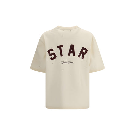 Tricou Golden Goose bej din bumbac