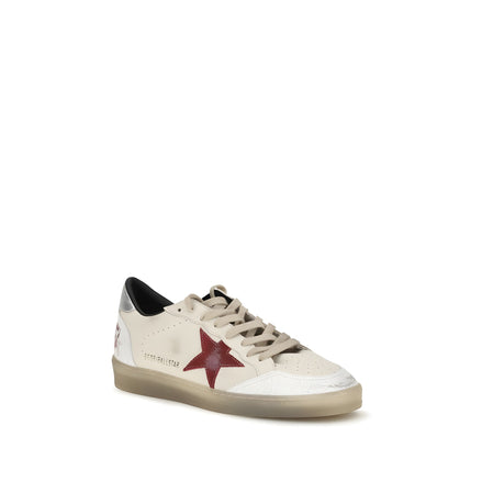 Sneakers low top Golden Goose albi din piele Ball Star