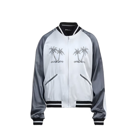 Palm Angels Grey Acetate Bomber Jacket