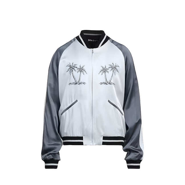 Palm Angels Grey Acetate Bomber Jacket