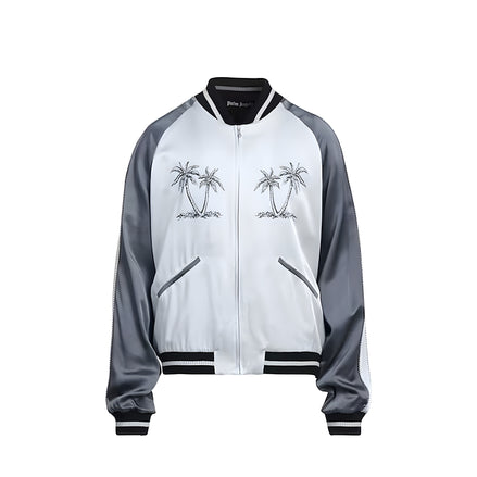 Jachetă bomber Palm Angels gri din acetat