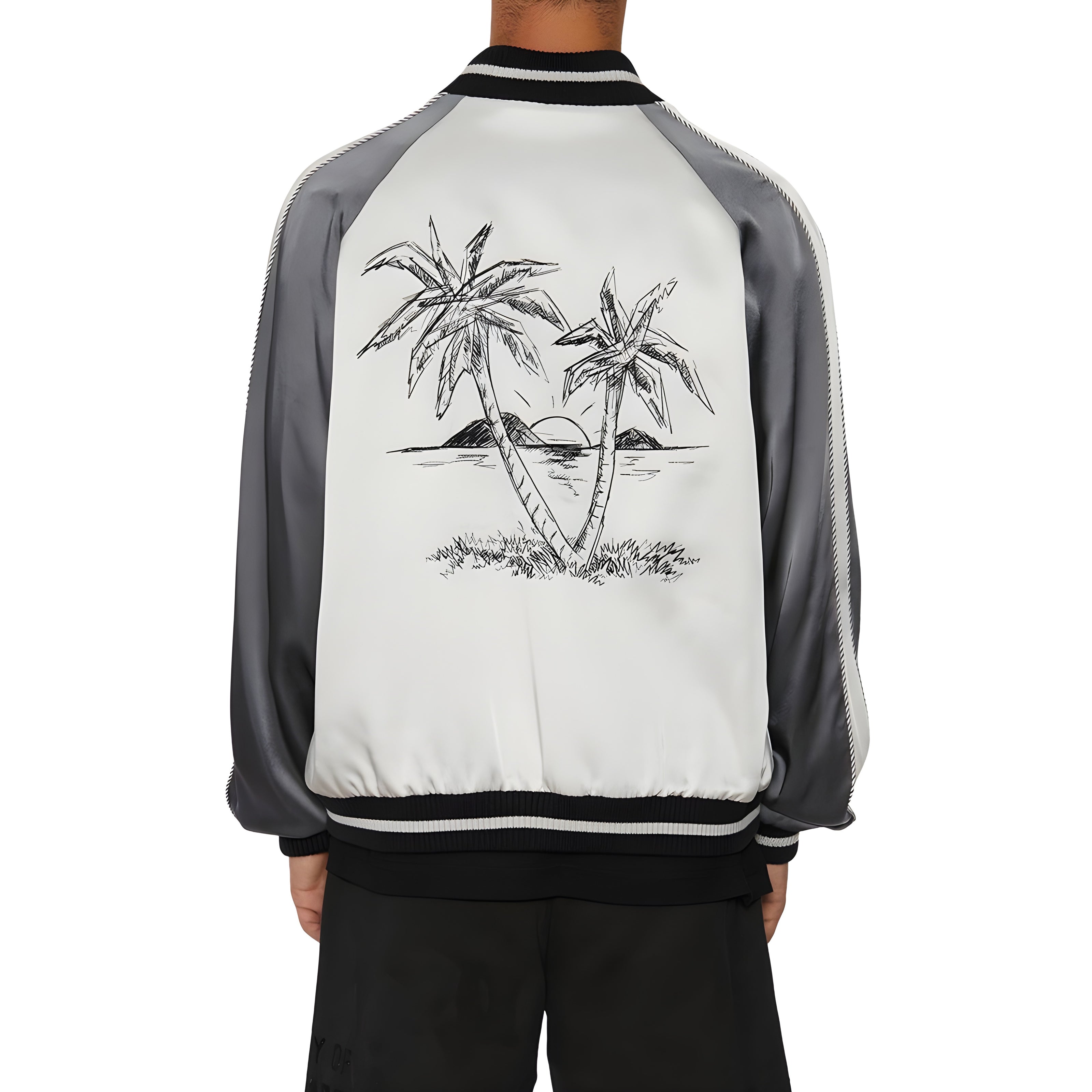 Palm Angels Grey Acetate Bomber Jacket