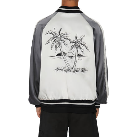 Palm Angels Grey Acetate Bomber Jacket