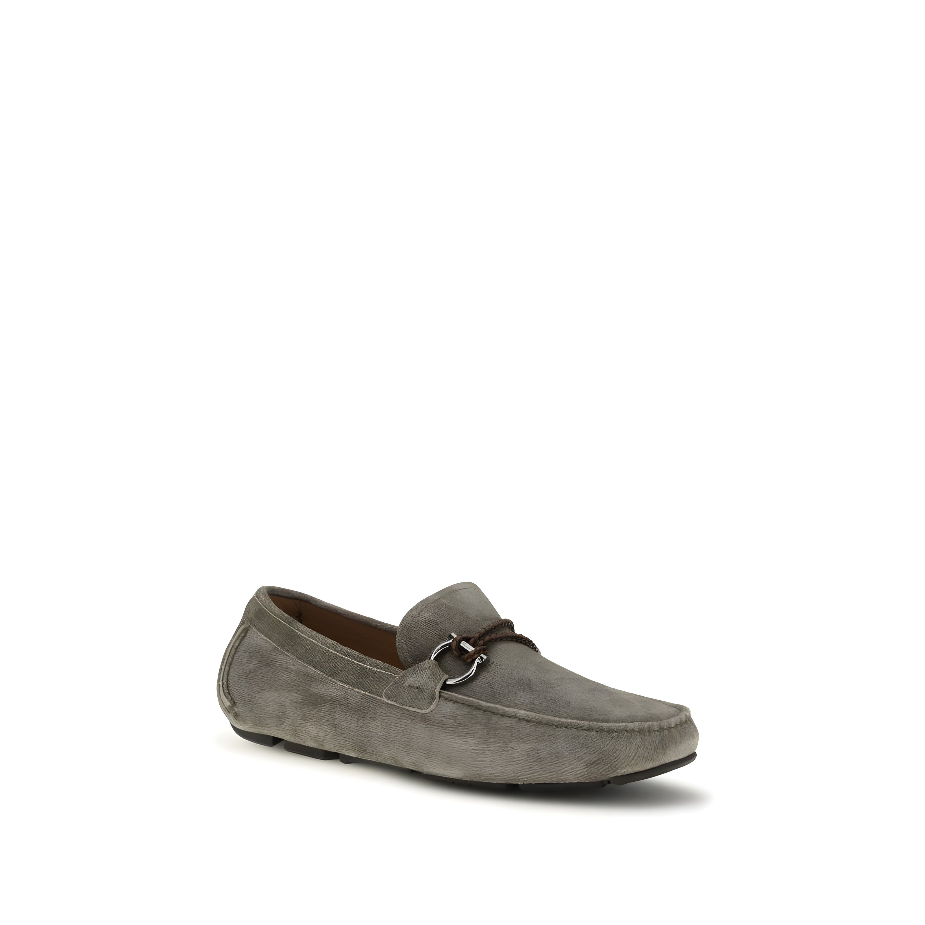 Ferragamo Grey Slip-On Loafers