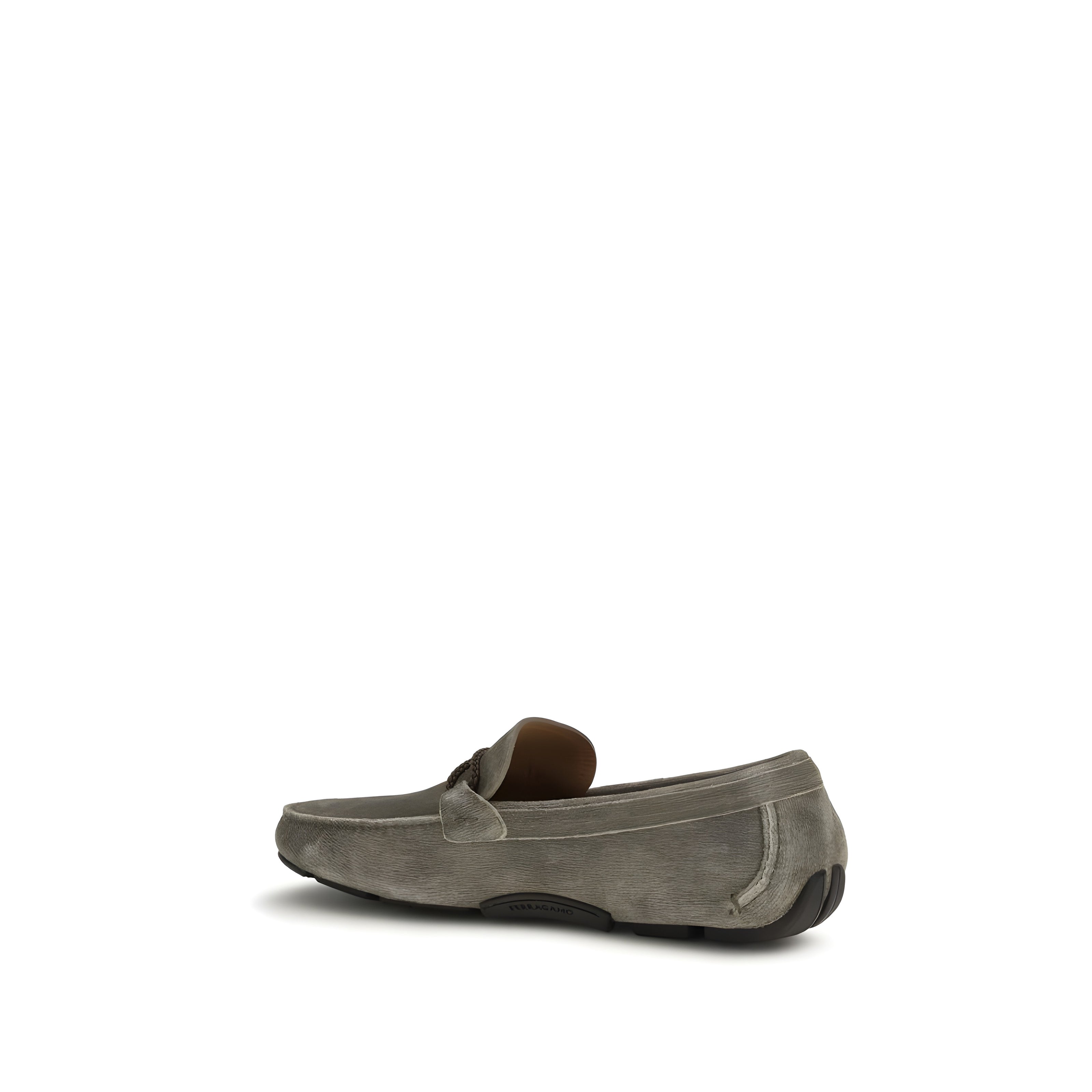 Ferragamo Grey Slip-On Loafers