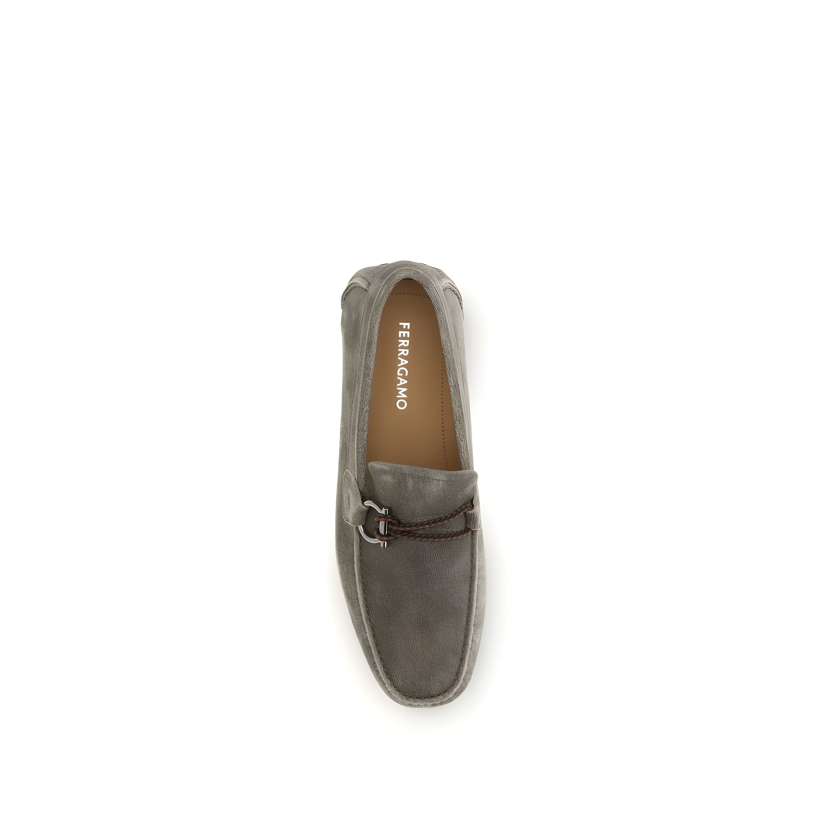 Ferragamo Grey Slip-On Loafers