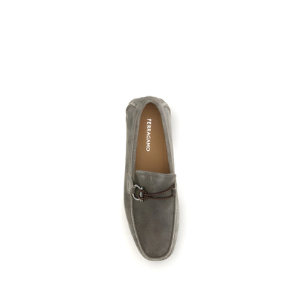 Ferragamo Grey Slip-On Loafers