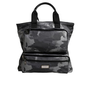 Geantă tote Dolce & Gabbana gri camuflaj din bumbac, cu multiple compartimente