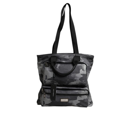 Geantă tote Dolce & Gabbana gri camuflaj din bumbac, cu multiple compartimente