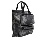 Geantă tote Dolce & Gabbana gri camuflaj din bumbac, cu multiple compartimente