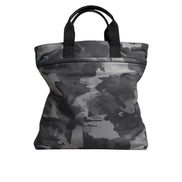 Geantă tote Dolce & Gabbana gri camuflaj din bumbac, cu multiple compartimente