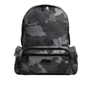 Dolce & Gabbana Grey Cotton Camouflage Logo Backpack
