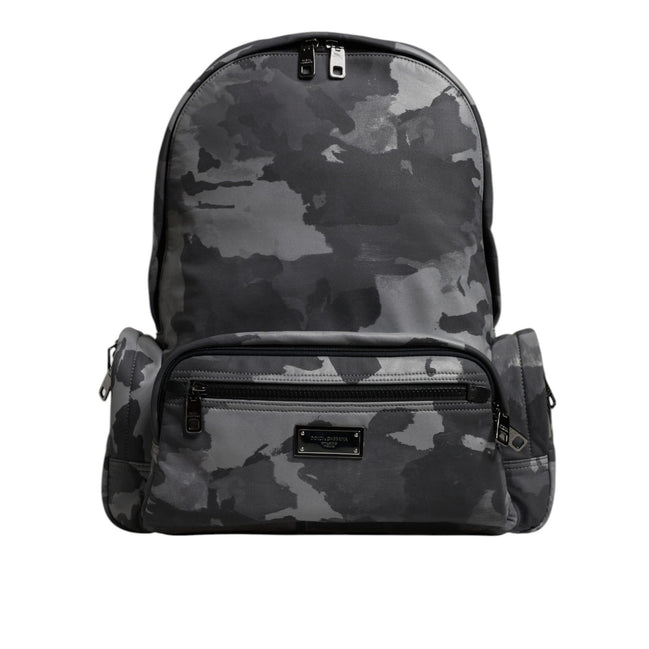 Dolce & Gabbana Grey Cotton Camouflage Logo Backpack