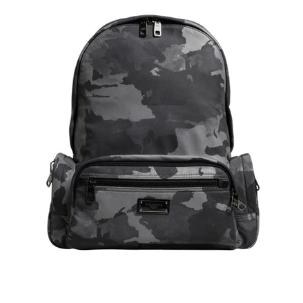 Dolce & Gabbana Grey Cotton Camouflage Logo Backpack