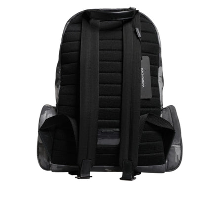 Dolce & Gabbana Grey Cotton Camouflage Logo Backpack