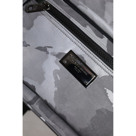 Dolce & Gabbana Grey Cotton Camouflage Logo Backpack