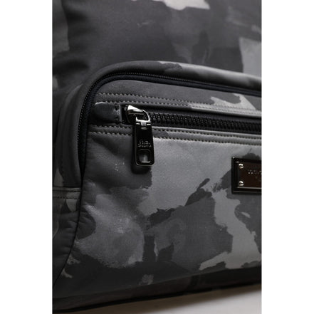 Dolce & Gabbana Grey Cotton Camouflage Logo Backpack